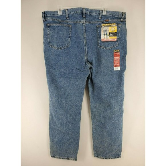 Rustler Jeans Mens Sz 48x30 Regular Straight Heavy Weight Light Wash - Picture 3 of 6